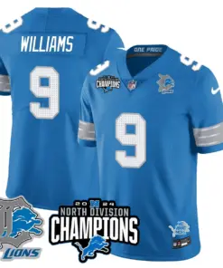 Jahmyr Gibbs Detroit Lions Nike 2024 NFC North Champions Stitched Jersey - Powder Blue - Image 31