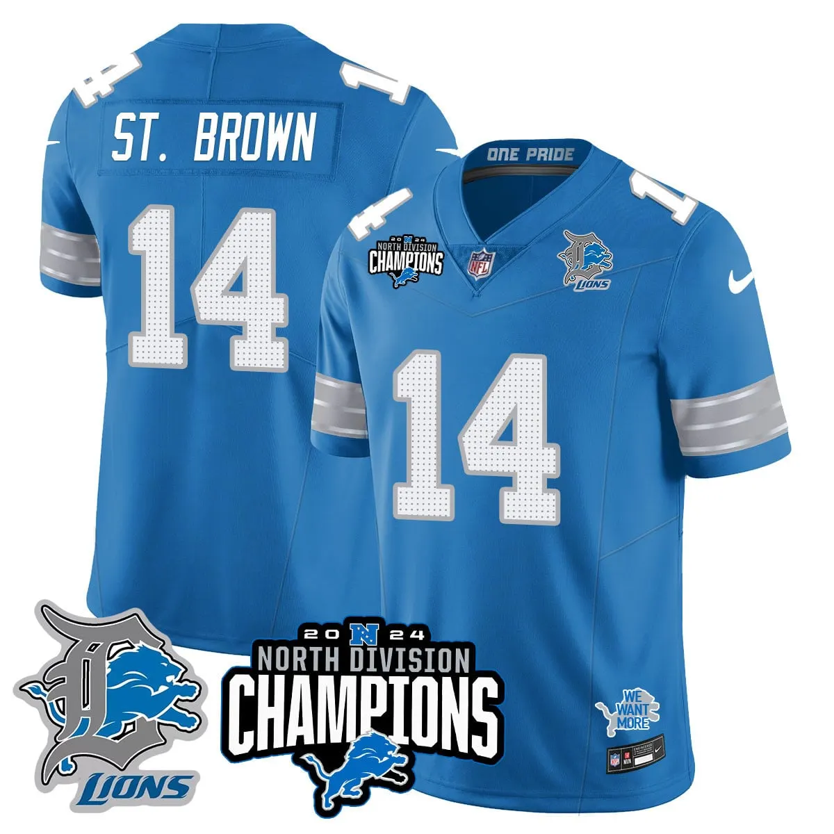 Jahmyr Gibbs Detroit Lions Nike 2024 NFC North Champions Stitched Jersey - Powder Blue - Image 33