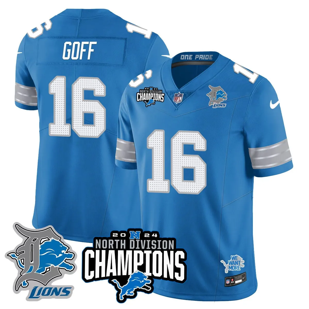 Jahmyr Gibbs Detroit Lions Nike 2024 NFC North Champions Stitched Jersey - Powder Blue - Image 32