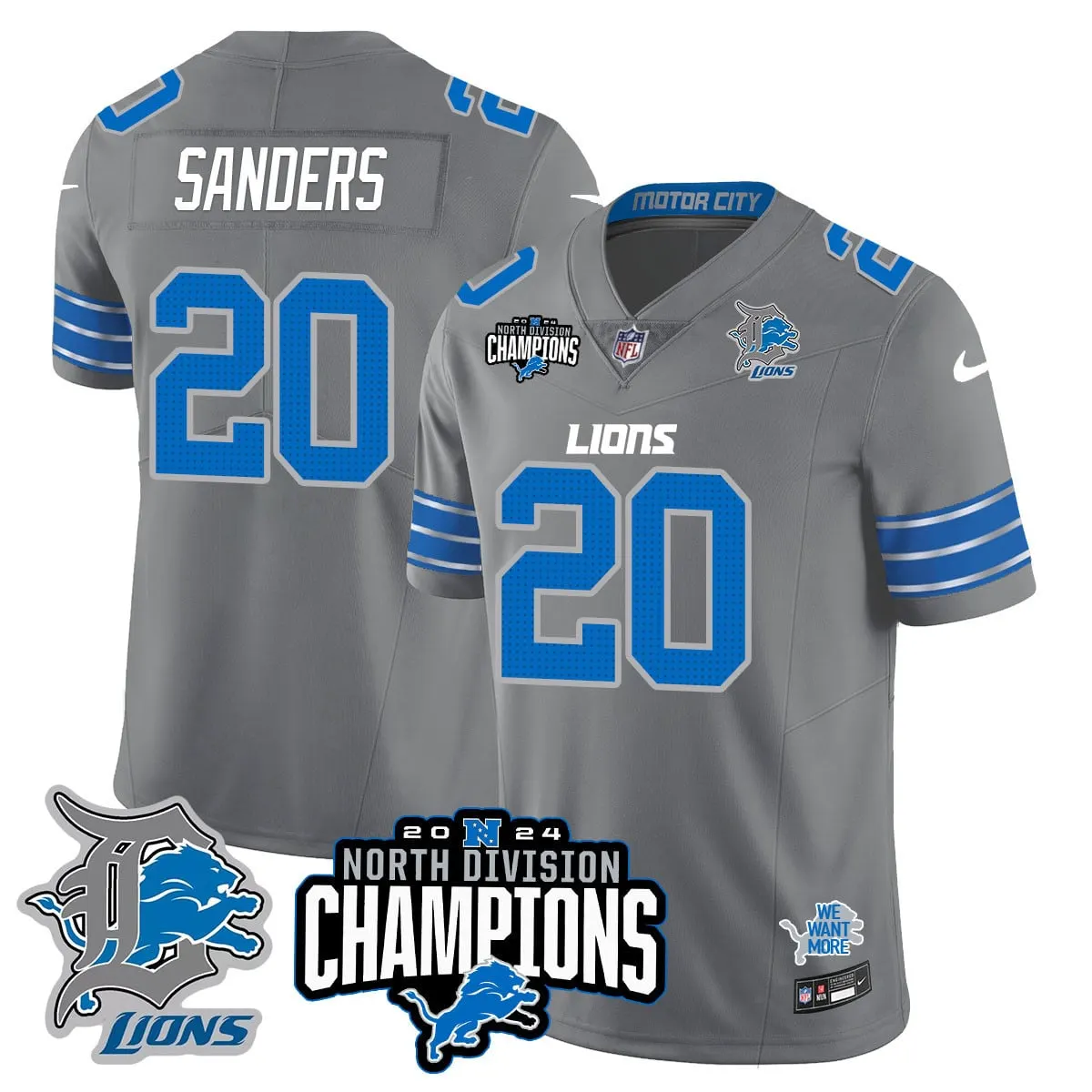 Jahmyr Gibbs Detroit Lions Nike 2024 NFC North Champions Stitched Jersey - Powder Blue - Image 39