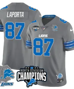 Jahmyr Gibbs Detroit Lions Nike 2024 NFC North Champions Stitched Jersey - Powder Blue - Image 38