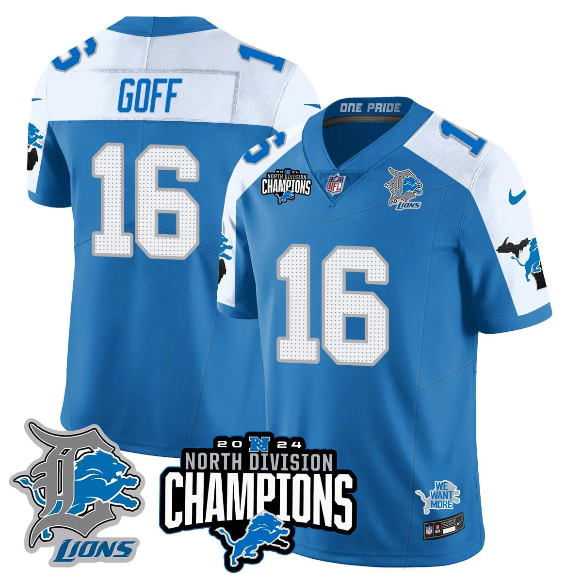 Jahmyr Gibbs Detroit Lions Nike 2024 NFC North Champions Stitched Jersey - Powder Blue - Image 43