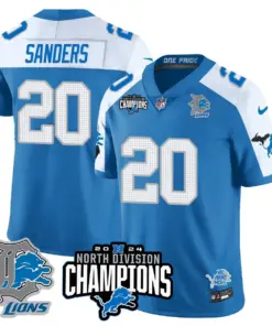 Jahmyr Gibbs Detroit Lions Nike 2024 NFC North Champions Stitched Jersey - Powder Blue - Image 47