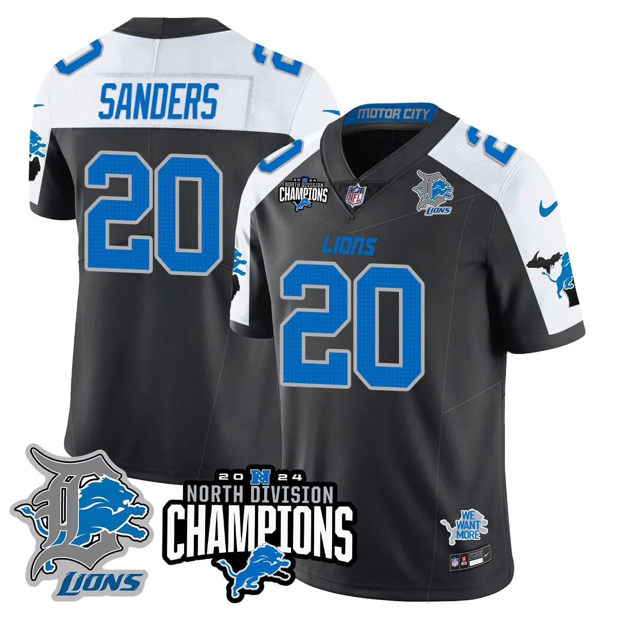 Jahmyr Gibbs Detroit Lions Nike 2024 NFC North Champions Stitched Jersey - Powder Blue - Image 56