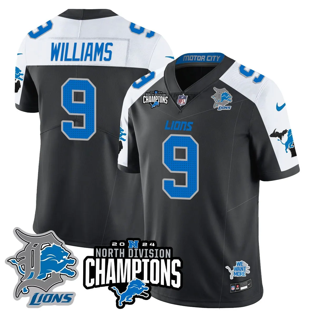 Jahmyr Gibbs Detroit Lions Nike 2024 NFC North Champions Stitched Jersey - Powder Blue - Image 52
