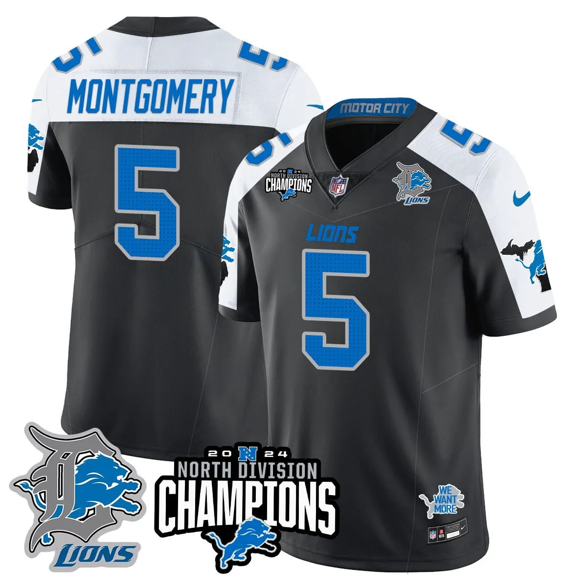 Jahmyr Gibbs Detroit Lions Nike 2024 NFC North Champions Stitched Jersey - Powder Blue - Image 55