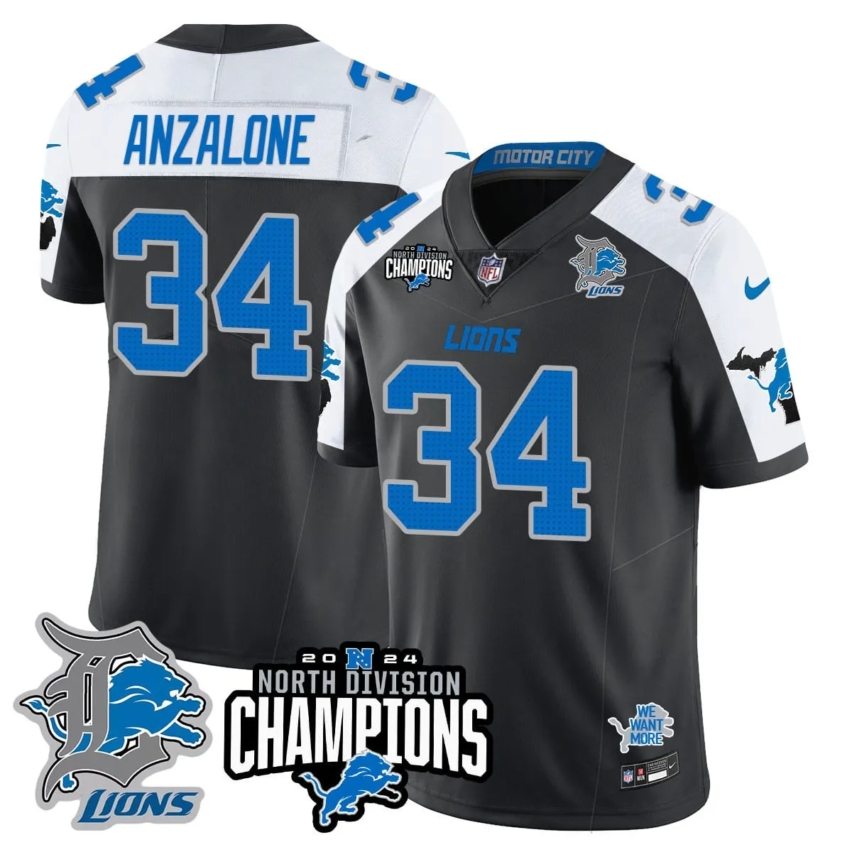 Jahmyr Gibbs Detroit Lions Nike 2024 NFC North Champions Stitched Jersey - Powder Blue - Image 53