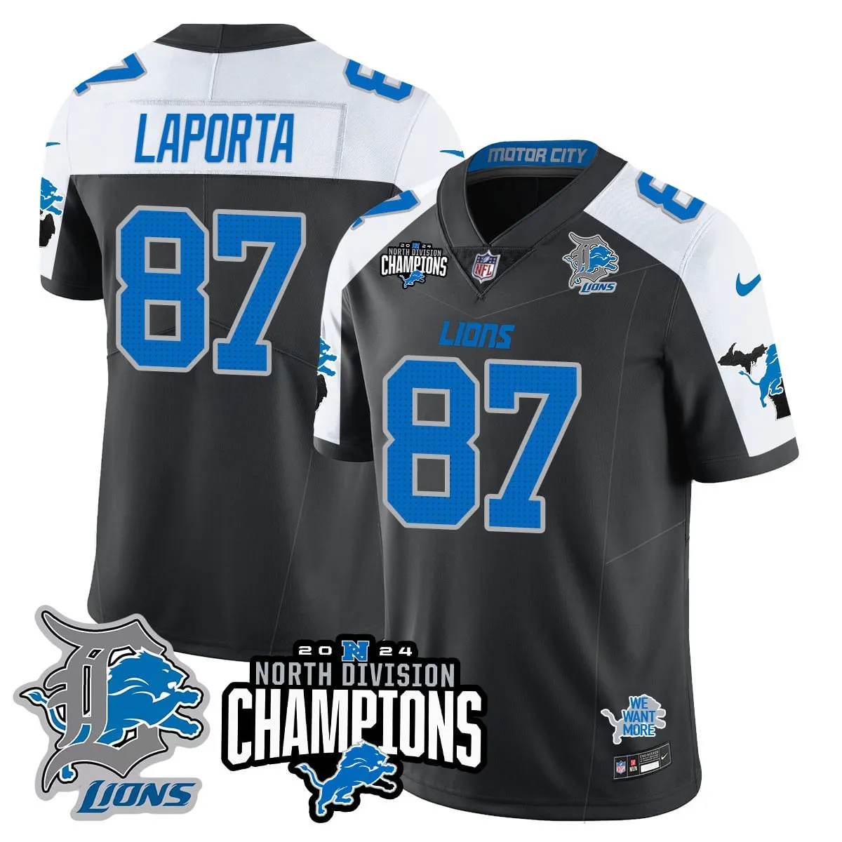 Jahmyr Gibbs Detroit Lions Nike 2024 NFC North Champions Stitched Jersey - Powder Blue - Image 54