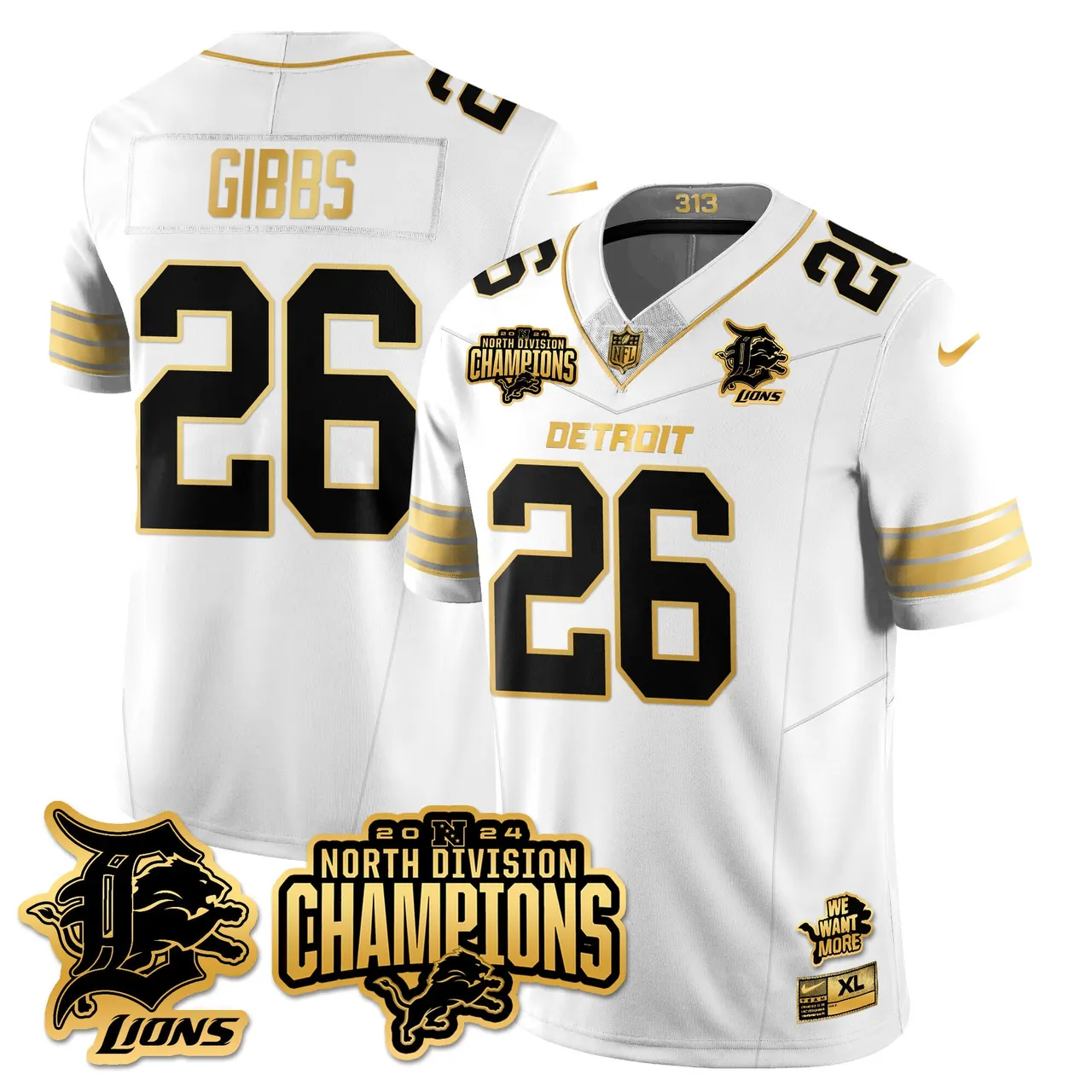 Jahmyr Gibbs Detroit Lions Nike 2024 NFC North Champions Stitched Jersey - Powder Blue - Image 61