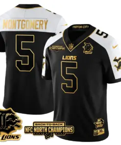 Jahmyr Gibbs Detroit Lions Nike 2024 NFC North Champions Stitched Jersey - Black - Image 9