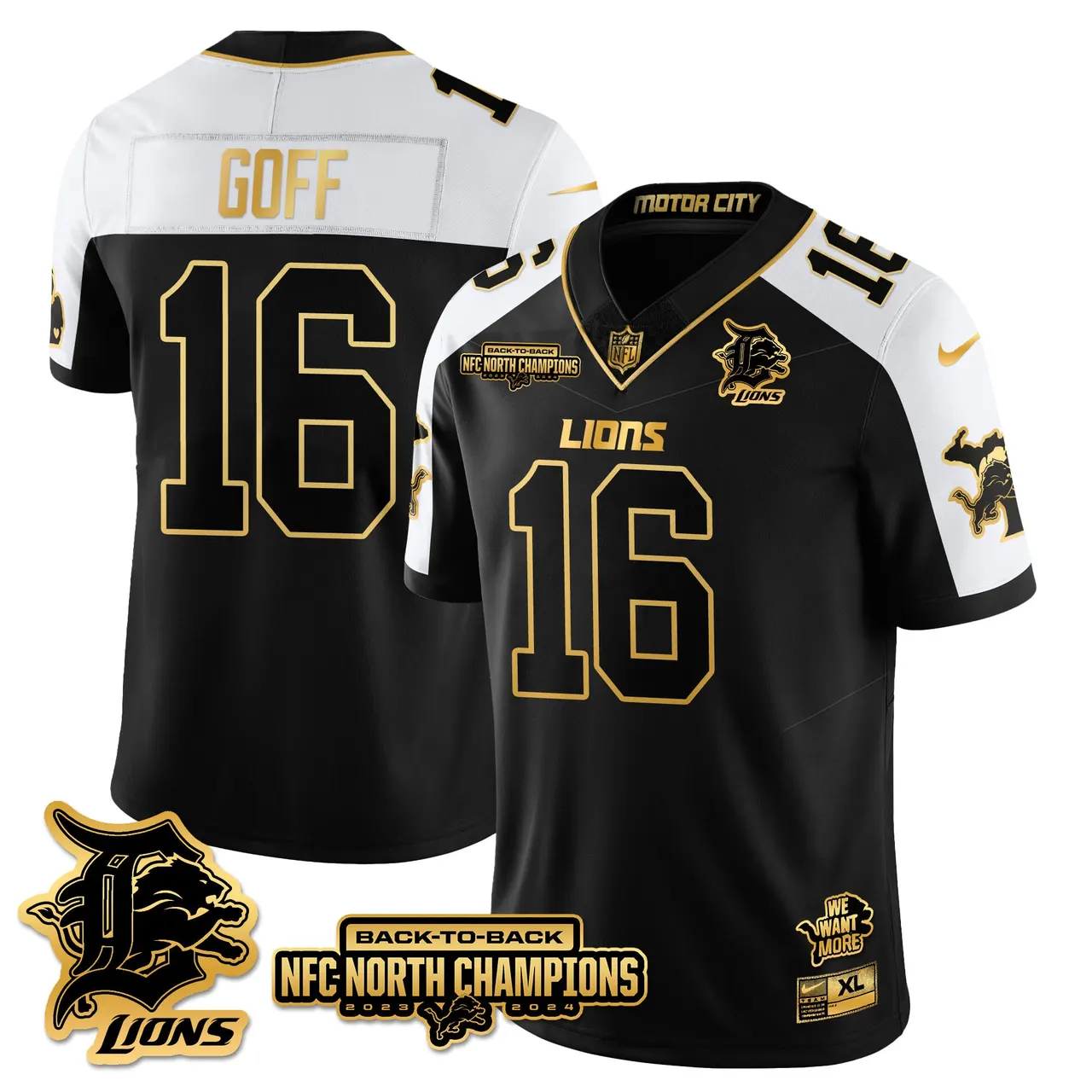 Jahmyr Gibbs Detroit Lions Nike 2024 NFC North Champions Stitched Jersey - Black - Image 7