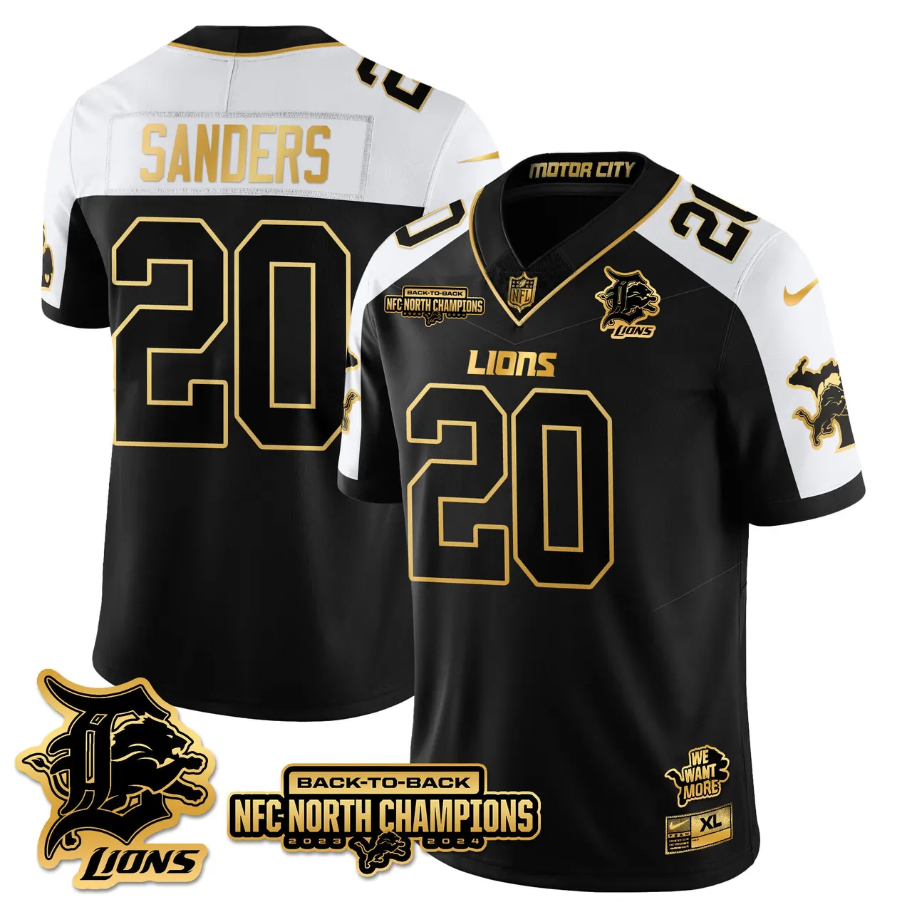 Jahmyr Gibbs Detroit Lions Nike 2024 NFC North Champions Stitched Jersey - Black - Image 4