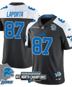 Jahmyr Gibbs Detroit Lions Nike 2024 NFC North Champions Stitched Jersey - Black - Image 17