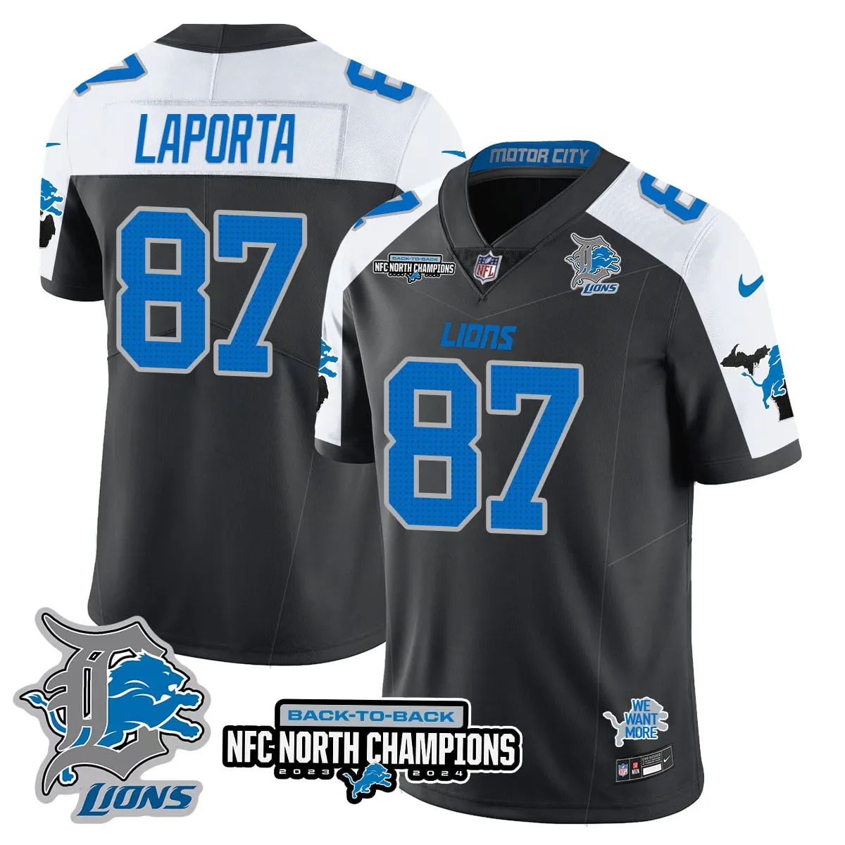 Jahmyr Gibbs Detroit Lions Nike 2024 NFC North Champions Stitched Jersey - Black - Image 17