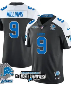 Jahmyr Gibbs Detroit Lions Nike 2024 NFC North Champions Stitched Jersey - Black - Image 13