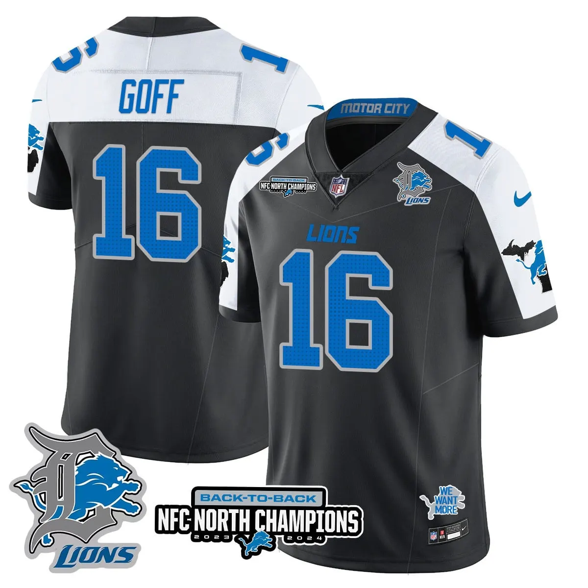Jahmyr Gibbs Detroit Lions Nike 2024 NFC North Champions Stitched Jersey - Black - Image 14