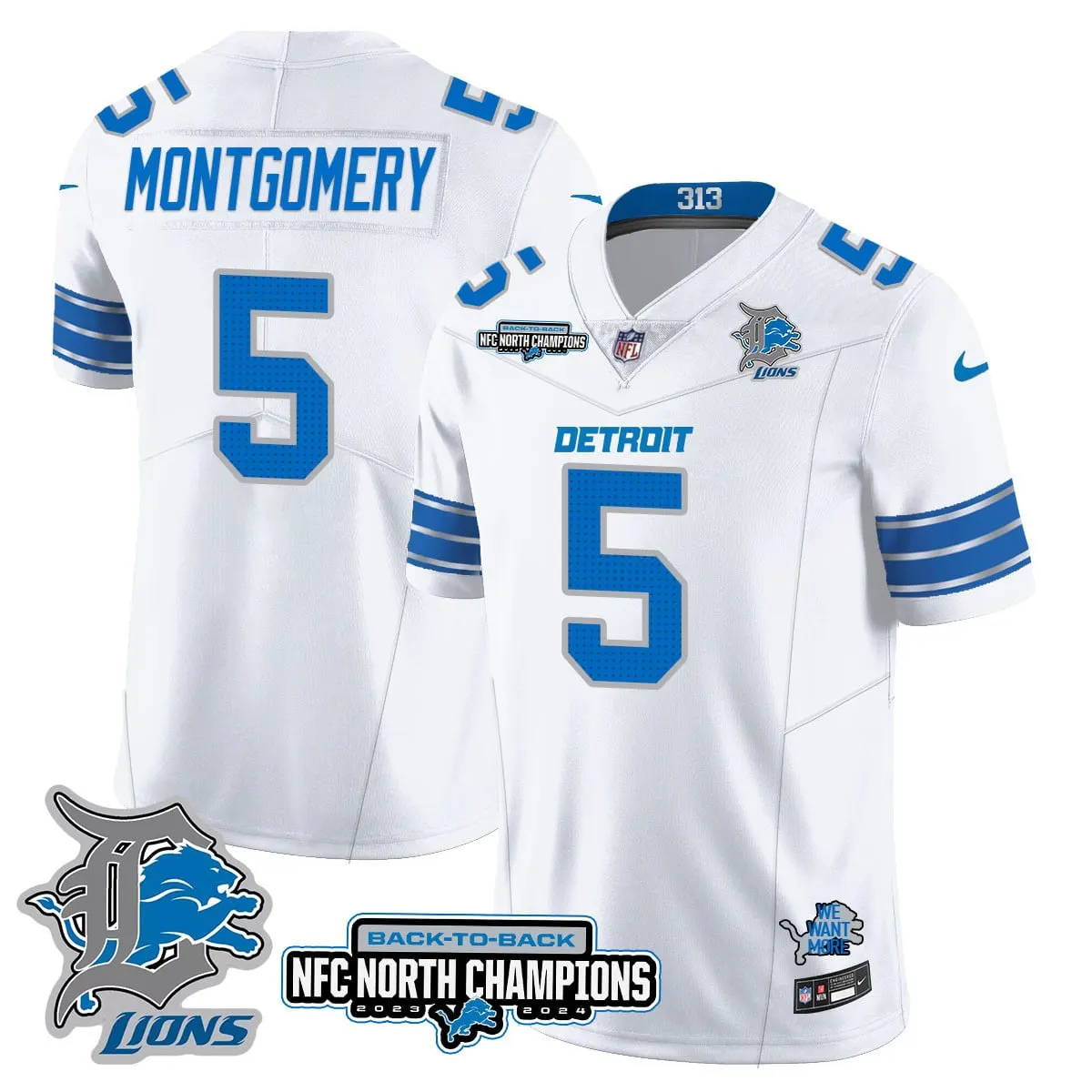 Jahmyr Gibbs Detroit Lions Nike 2024 NFC North Champions Stitched Jersey - Black - Image 24