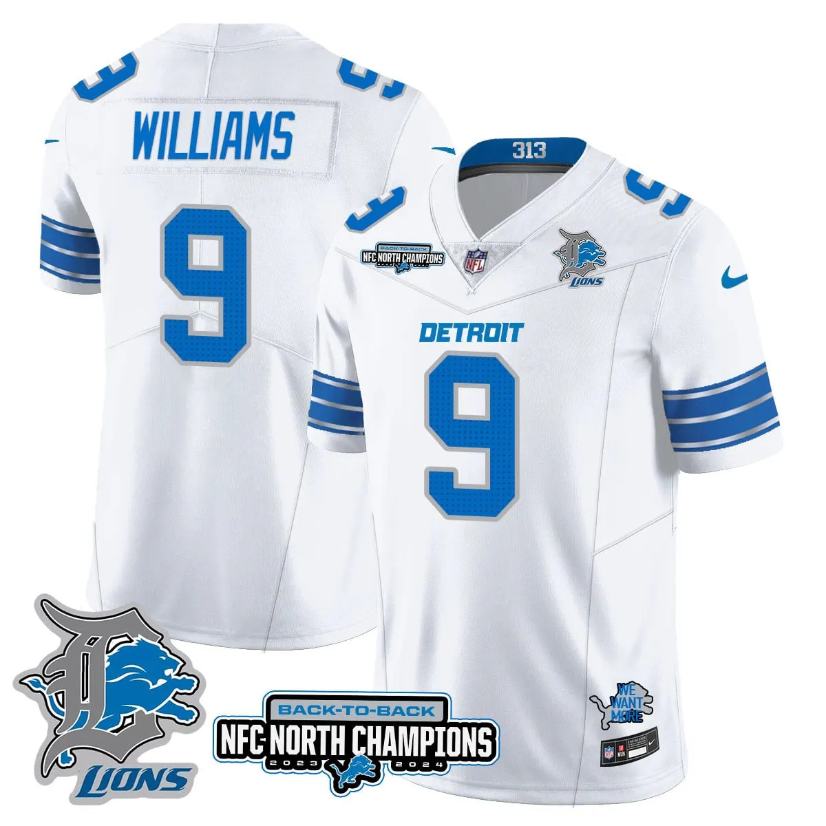Jahmyr Gibbs Detroit Lions Nike 2024 NFC North Champions Stitched Jersey - Black - Image 21