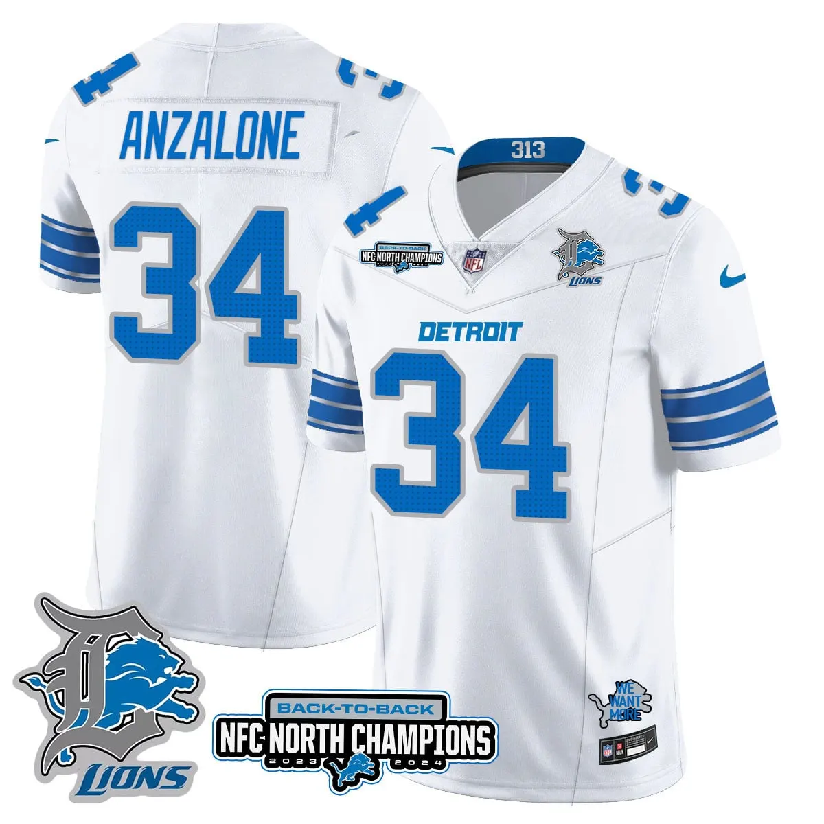 Jahmyr Gibbs Detroit Lions Nike 2024 NFC North Champions Stitched Jersey - Black - Image 18