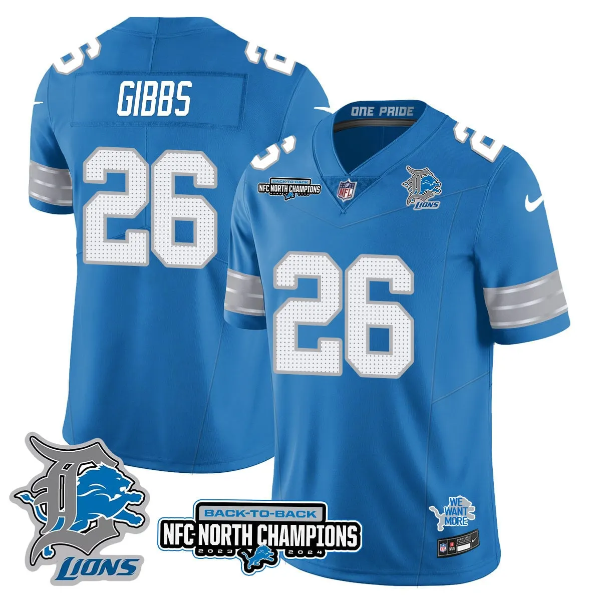 Jahmyr Gibbs Detroit Lions Nike 2024 NFC North Champions Stitched Jersey - Black - Image 29