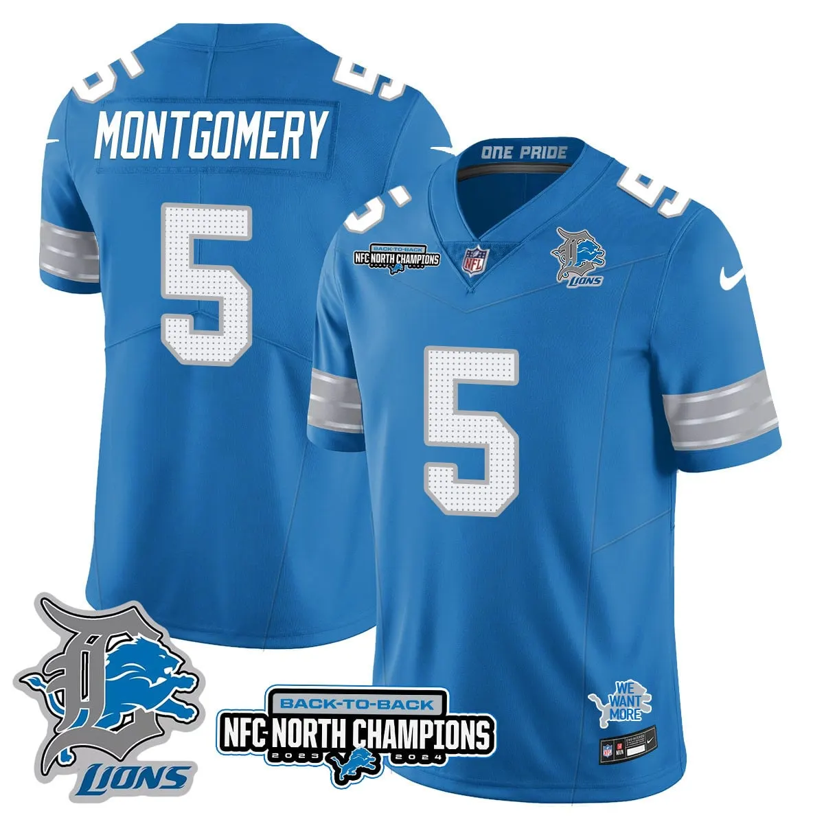 Jahmyr Gibbs Detroit Lions Nike 2024 NFC North Champions Stitched Jersey - Black - Image 30