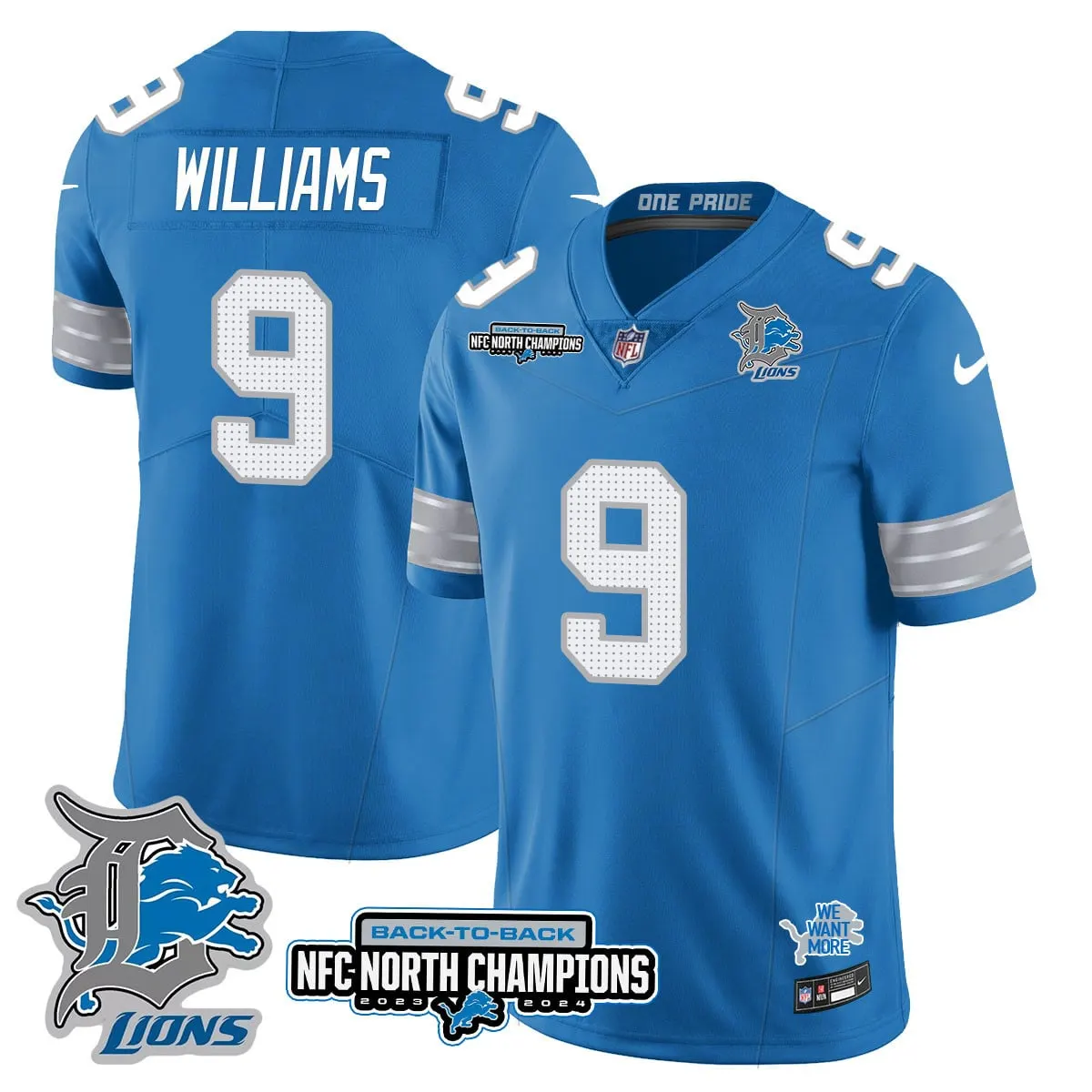 Jahmyr Gibbs Detroit Lions Nike 2024 NFC North Champions Stitched Jersey - Black - Image 31