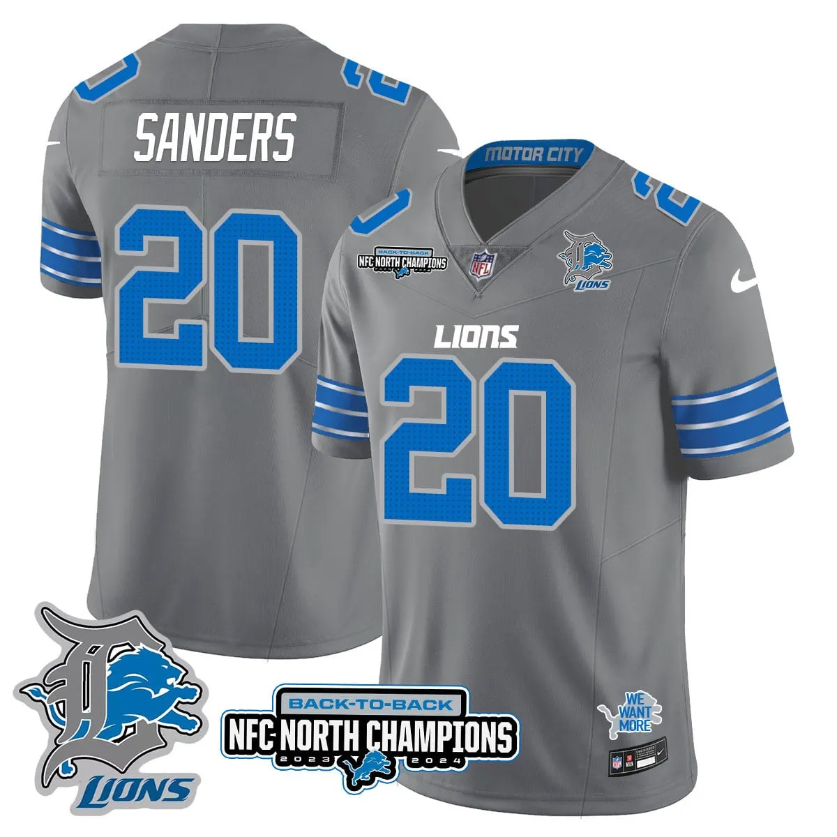 Jahmyr Gibbs Detroit Lions Nike 2024 NFC North Champions Stitched Jersey - Black - Image 39