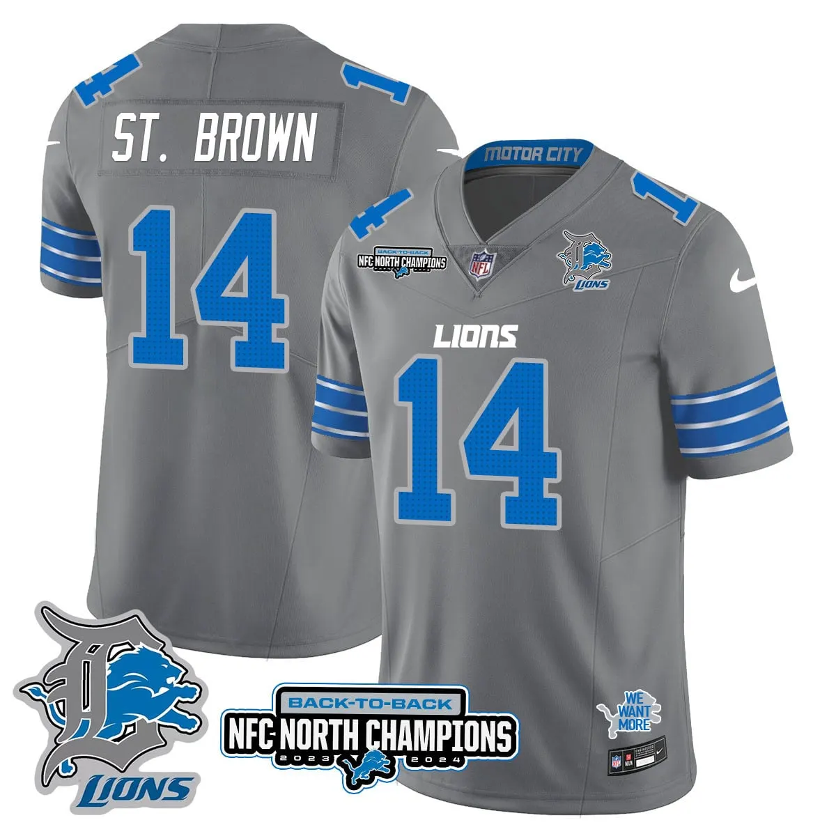 Jahmyr Gibbs Detroit Lions Nike 2024 NFC North Champions Stitched Jersey - Black - Image 40