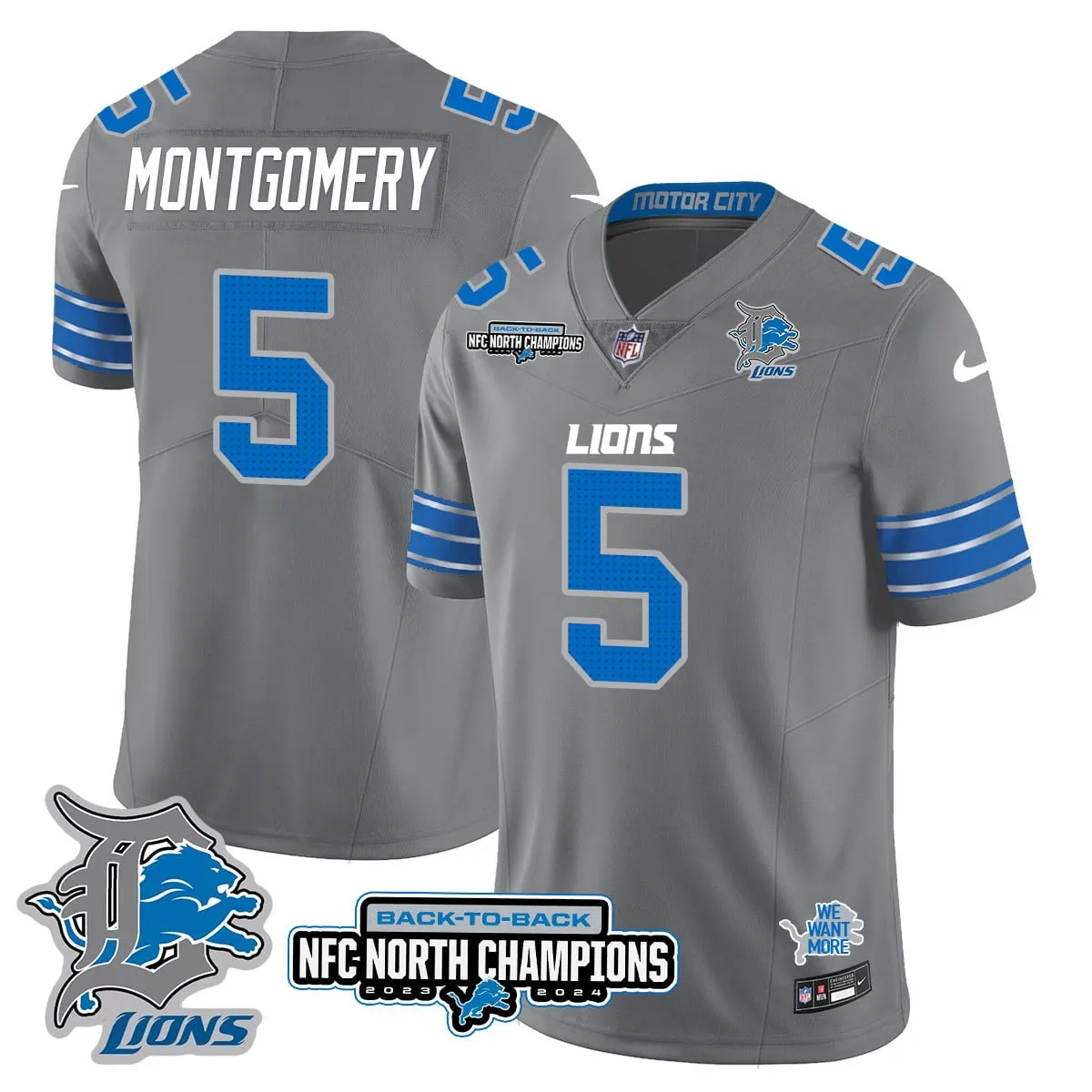 Jahmyr Gibbs Detroit Lions Nike 2024 NFC North Champions Stitched Jersey - Black - Image 37