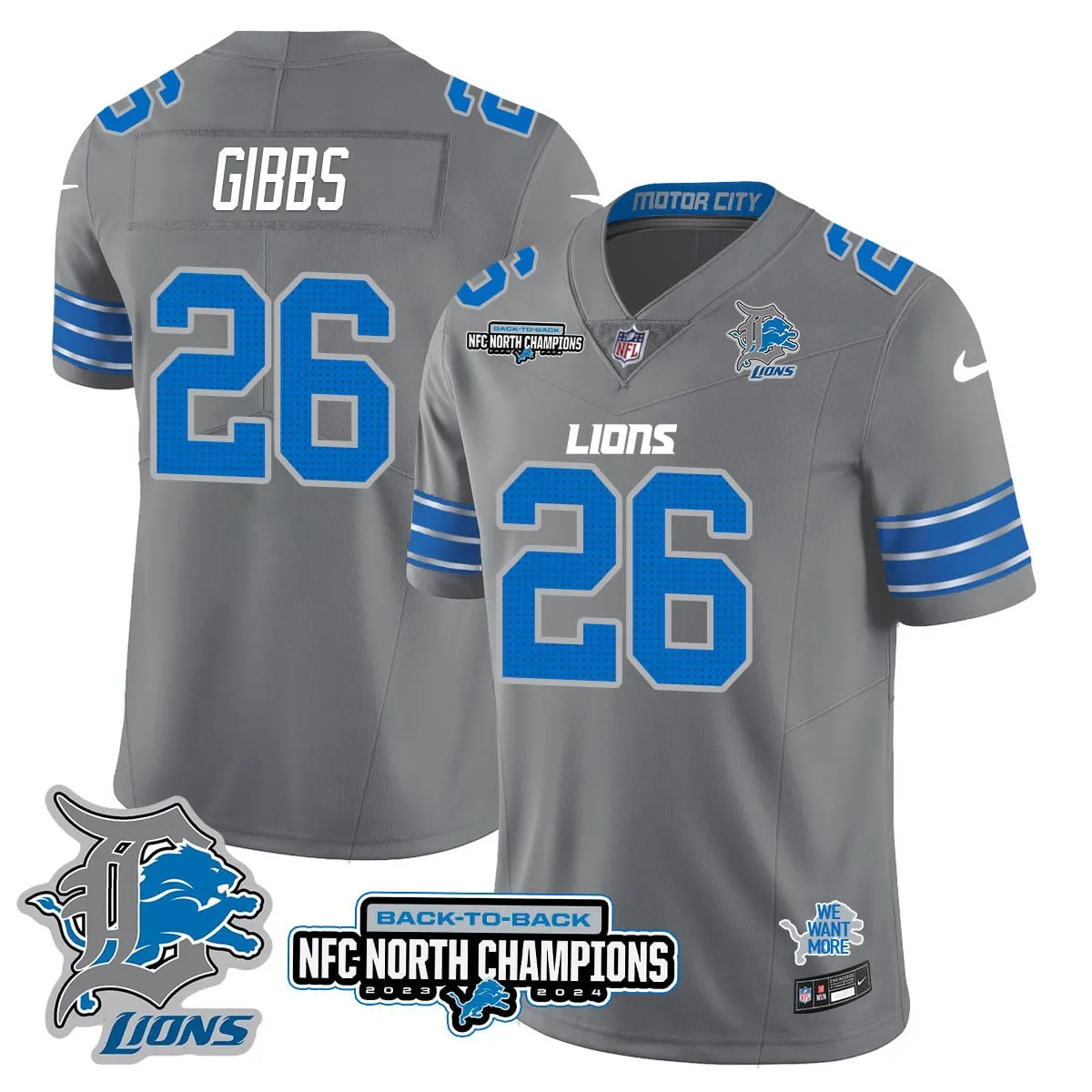 Jahmyr Gibbs Detroit Lions Nike 2024 NFC North Champions Stitched Jersey - Black - Image 34
