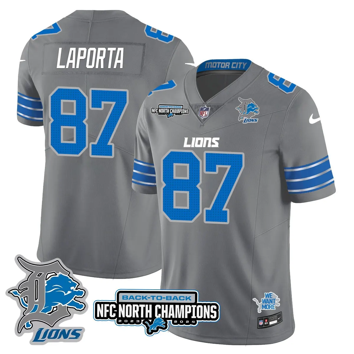 Jahmyr Gibbs Detroit Lions Nike 2024 NFC North Champions Stitched Jersey - Black - Image 35