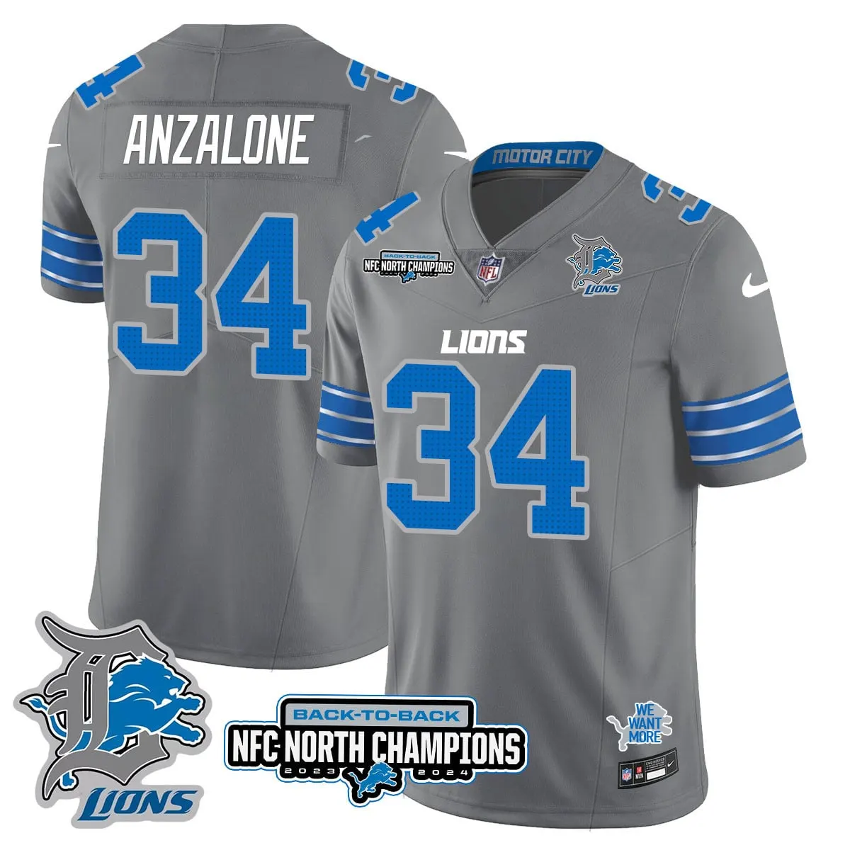 Jahmyr Gibbs Detroit Lions Nike 2024 NFC North Champions Stitched Jersey - Black - Image 38