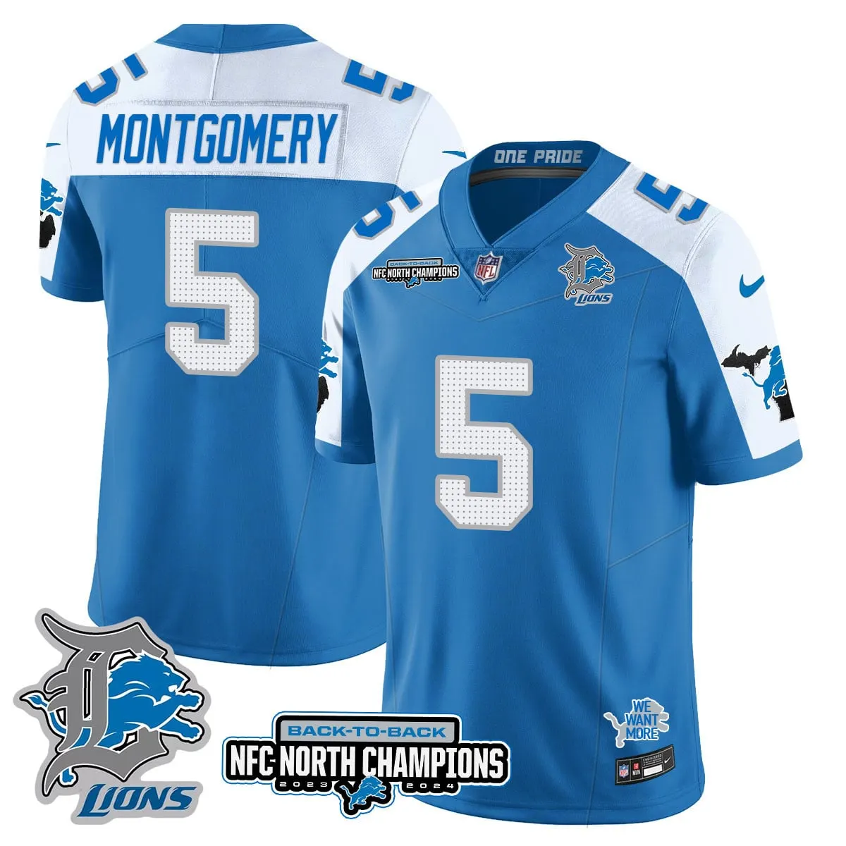 Jahmyr Gibbs Detroit Lions Nike 2024 NFC North Champions Stitched Jersey - Black - Image 44