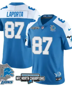 Jahmyr Gibbs Detroit Lions Nike 2024 NFC North Champions Stitched Jersey - Black - Image 46