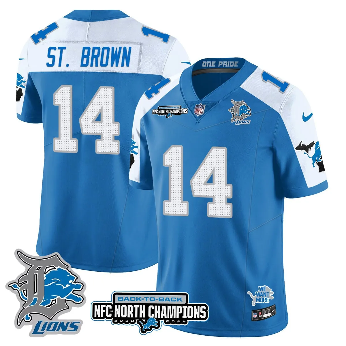 Jahmyr Gibbs Detroit Lions Nike 2024 NFC North Champions Stitched Jersey - Black - Image 47