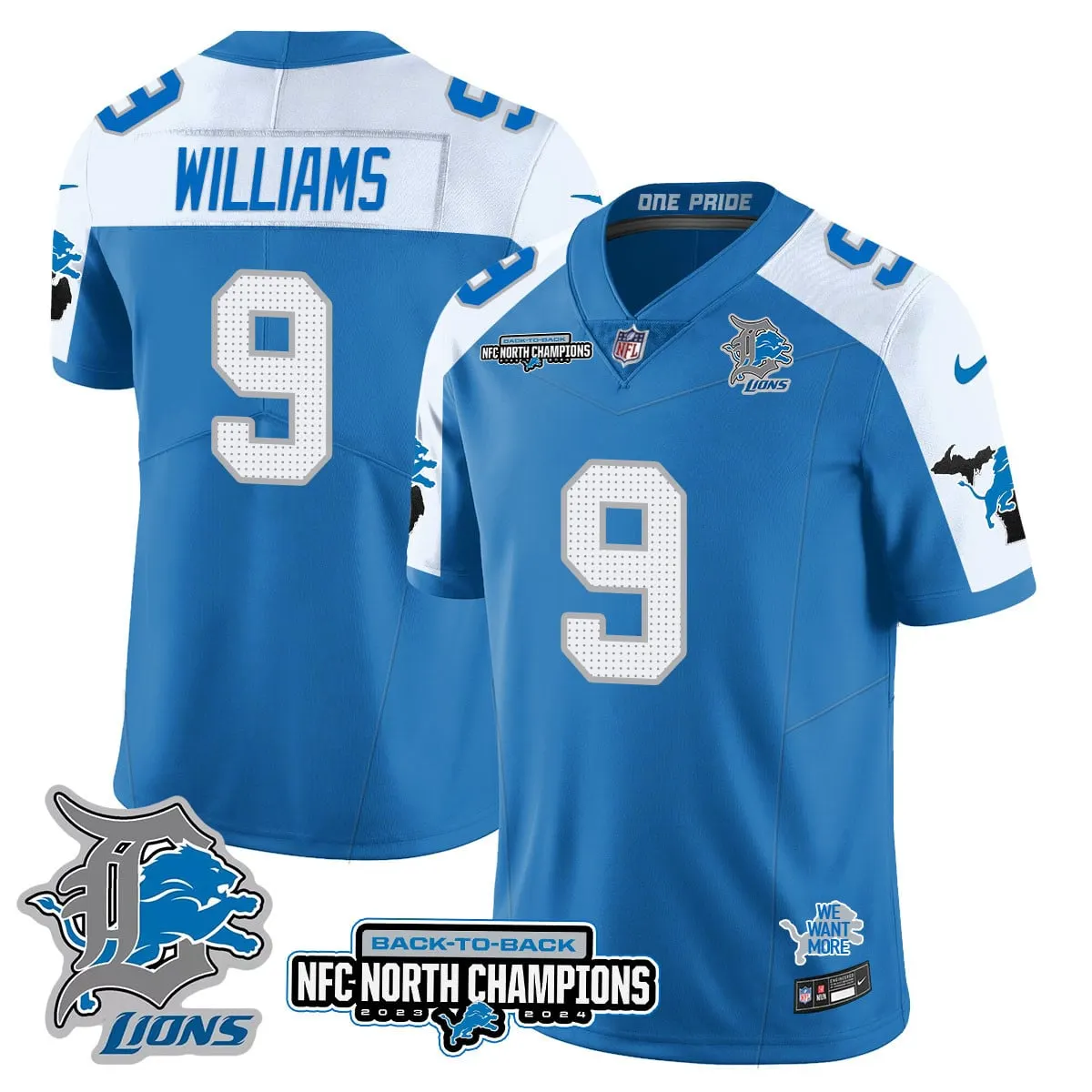 Jahmyr Gibbs Detroit Lions Nike 2024 NFC North Champions Stitched Jersey - Black - Image 49