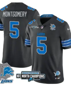 Jahmyr Gibbs Detroit Lions Nike 2024 NFC North Champions Stitched Jersey - Black - Image 58