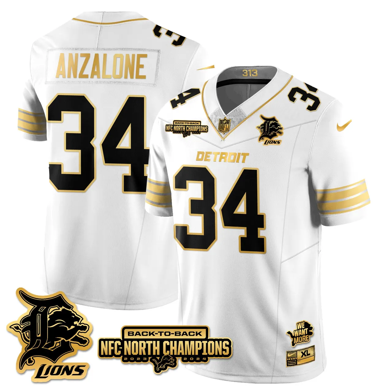 Jahmyr Gibbs Detroit Lions Nike 2024 NFC North Champions Stitched Jersey - Black - Image 59