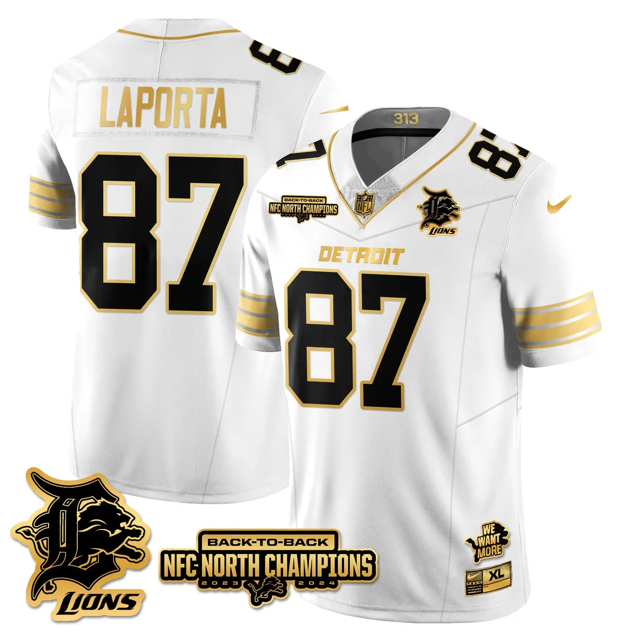 Jahmyr Gibbs Detroit Lions Nike 2024 NFC North Champions Stitched Jersey - Black - Image 62