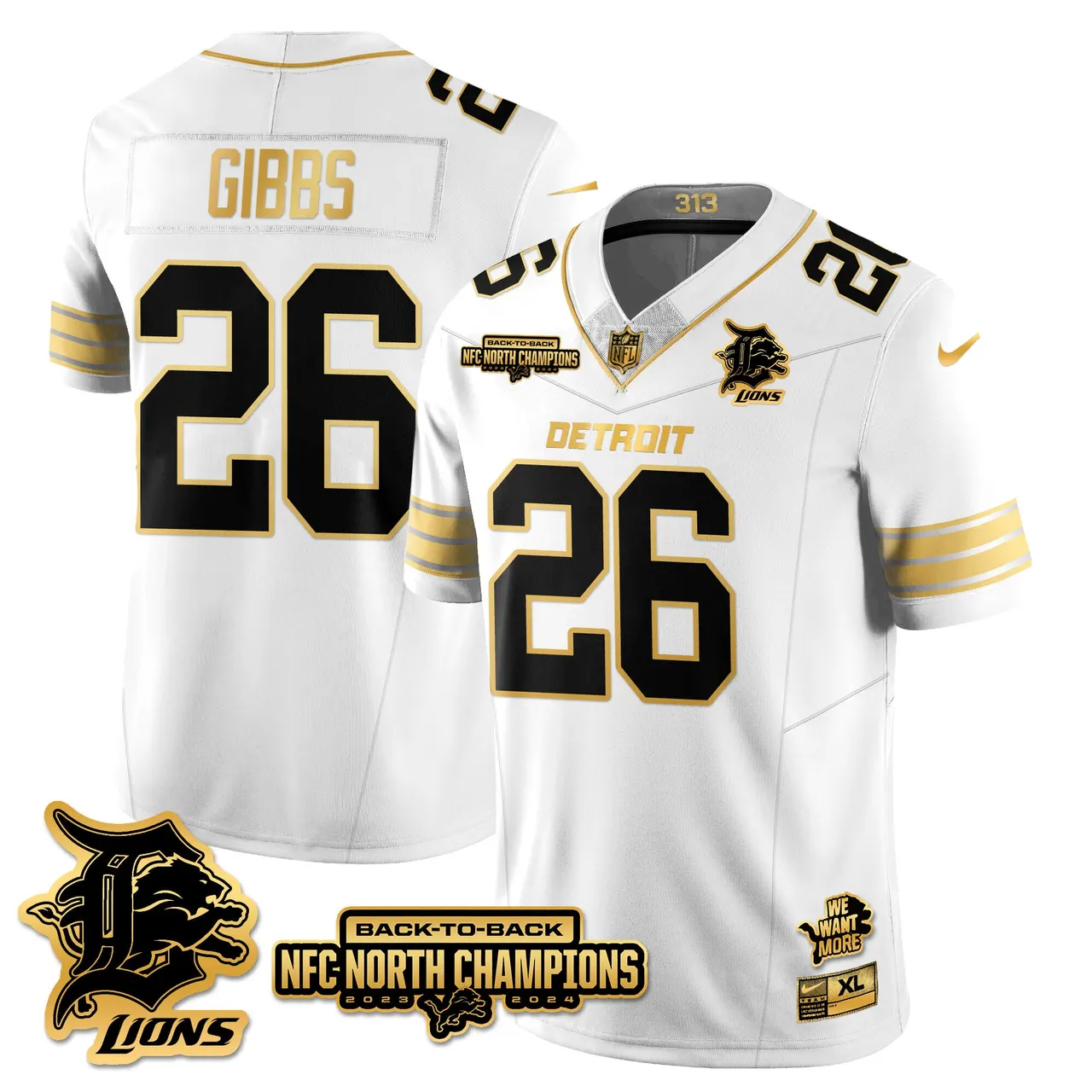 Jahmyr Gibbs Detroit Lions Nike 2024 NFC North Champions Stitched Jersey - Black - Image 61