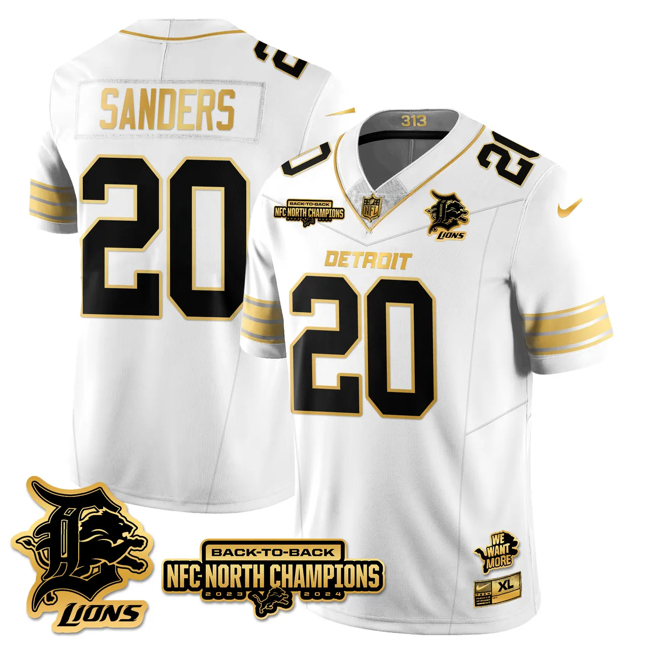 Jahmyr Gibbs Detroit Lions Nike 2024 NFC North Champions Stitched Jersey - Black - Image 64