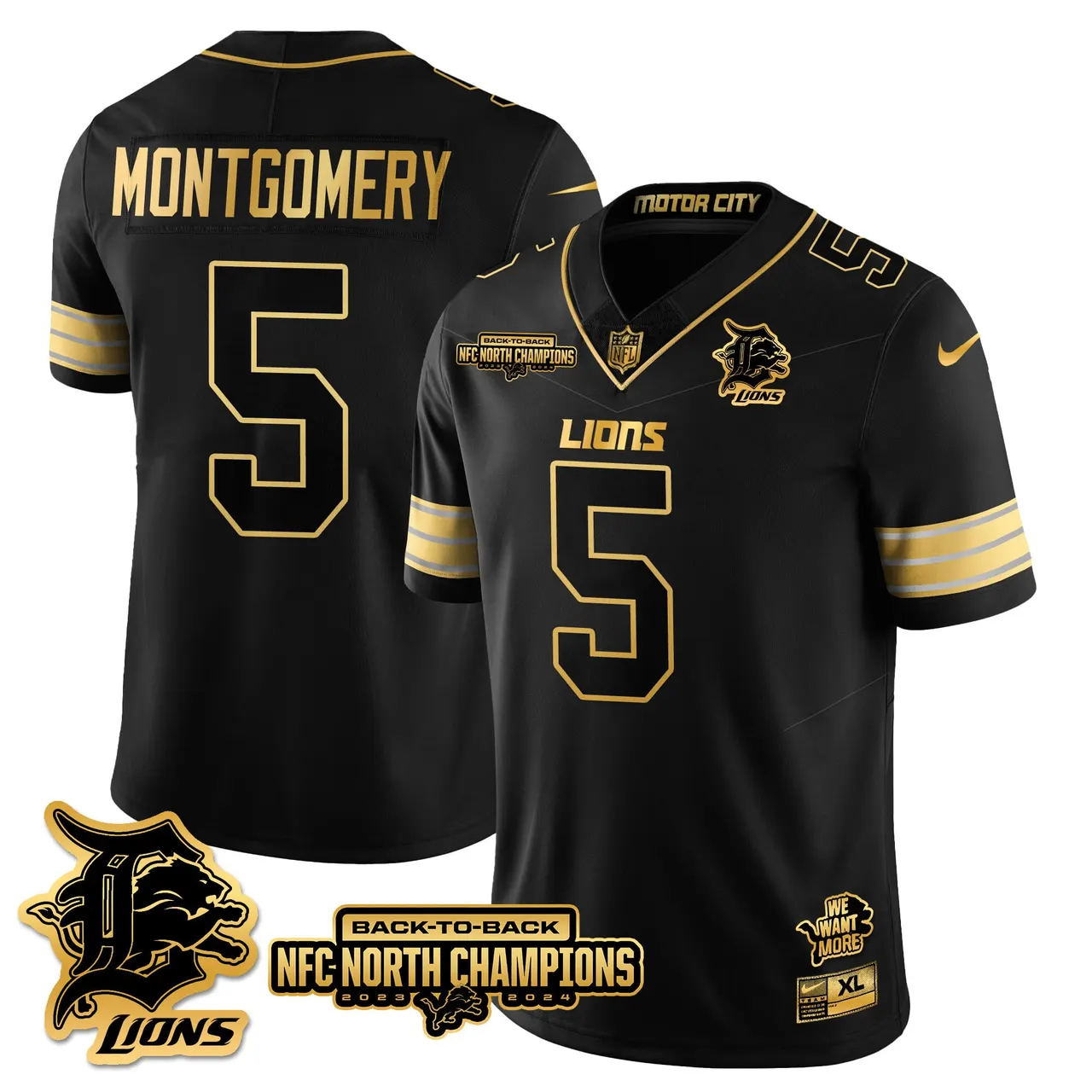 Jahmyr Gibbs Detroit Lions Nike 2024 NFC North Champions Stitched Jersey - Black - Image 69