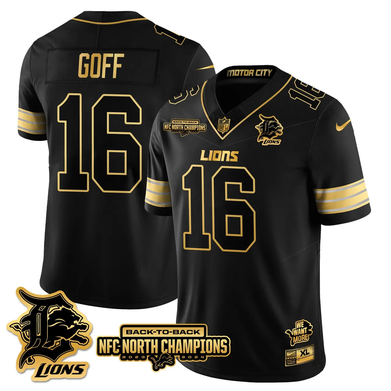 Jahmyr Gibbs Detroit Lions Nike 2024 NFC North Champions Stitched Jersey - Black - Image 51