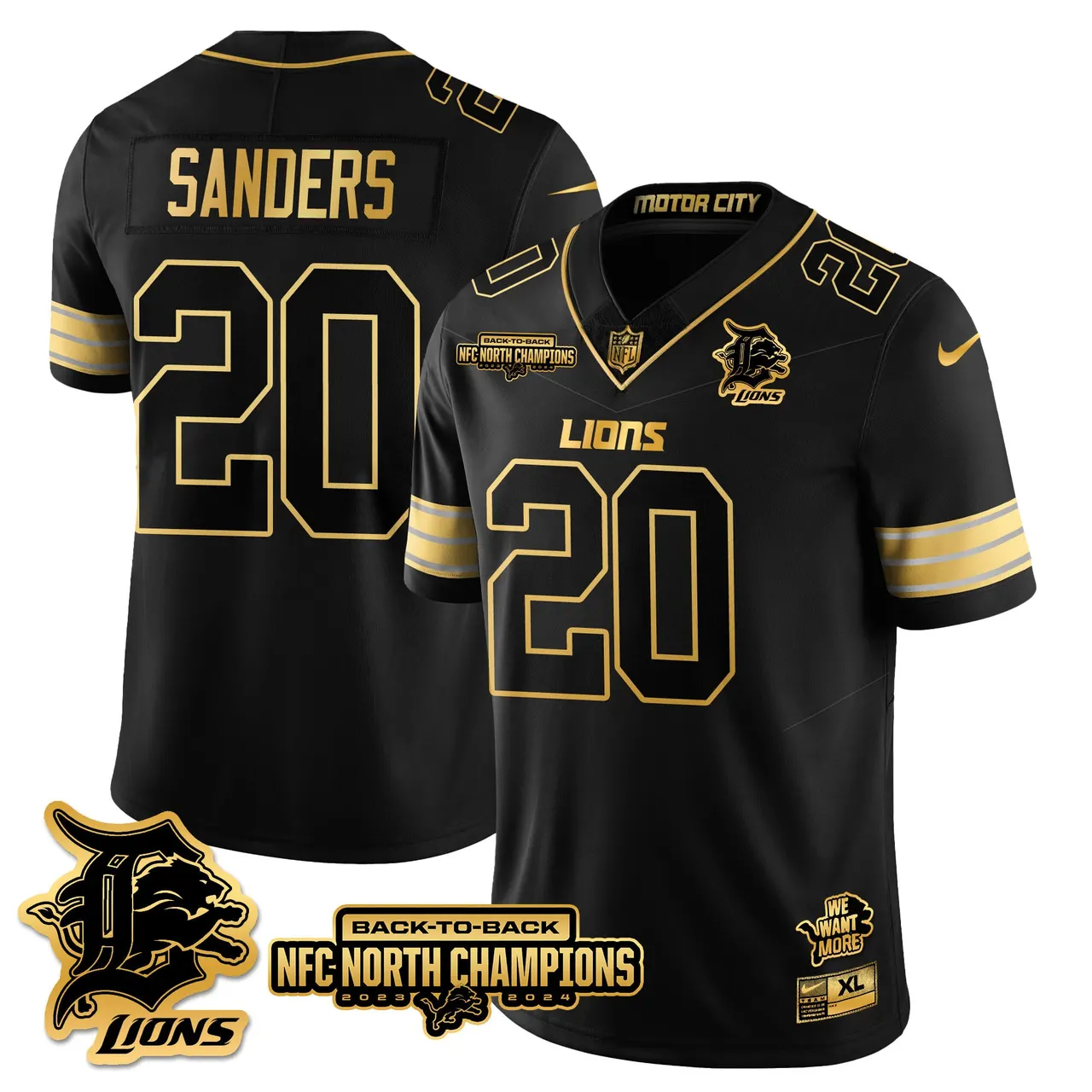 Jahmyr Gibbs Detroit Lions Nike 2024 NFC North Champions Stitched Jersey - Black - Image 72