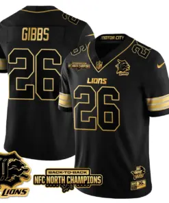 Jahmyr Gibbs Detroit Lions Nike 2024 NFC North Champions Stitched Jersey - Black