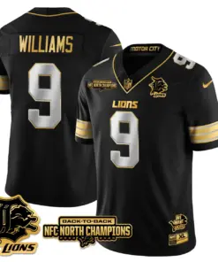 Jahmyr Gibbs Detroit Lions Nike 2024 NFC North Champions Stitched Jersey - Black - Image 76
