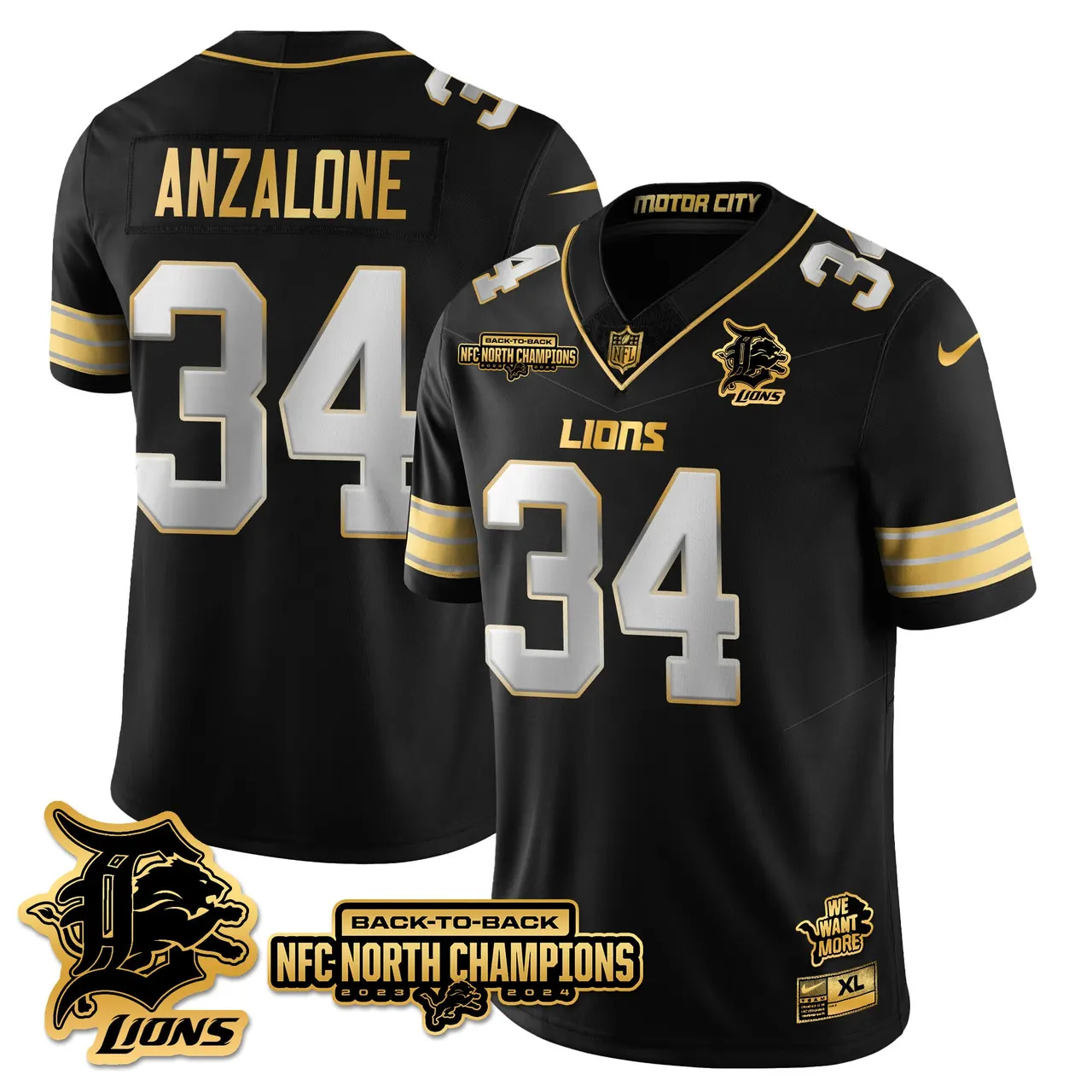 Jahmyr Gibbs Detroit Lions Nike 2024 NFC North Champions Stitched Jersey - Black - Image 73