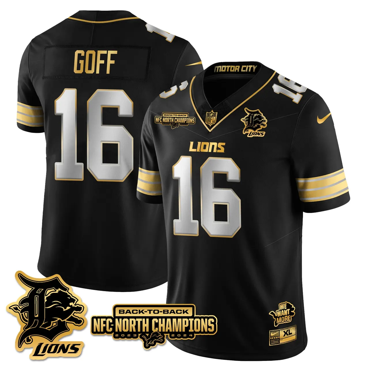 Jahmyr Gibbs Detroit Lions Nike 2024 NFC North Champions Stitched Jersey - Black - Image 74