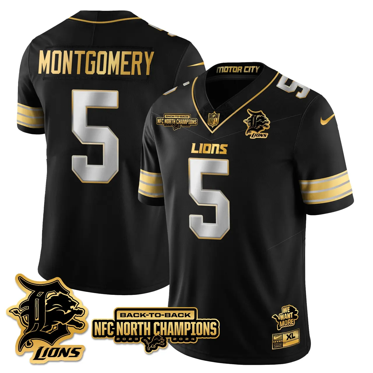 Jahmyr Gibbs Detroit Lions Nike 2024 NFC North Champions Stitched Jersey - Black - Image 79
