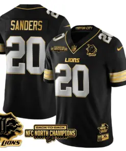 Jahmyr Gibbs Detroit Lions Nike 2024 NFC North Champions Stitched Jersey - Black - Image 77